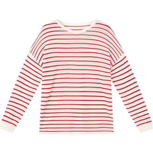 Red and White Stripe Long-Sleeve Cover-Up