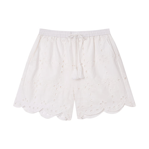 Vacation Style Openwork Embroidered Shorts