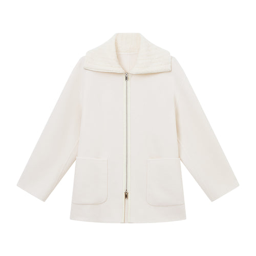 Snowy Coconut Double-Faced Wool Coat