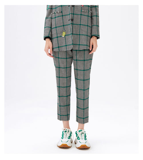 Wool Checked Cropped Pants