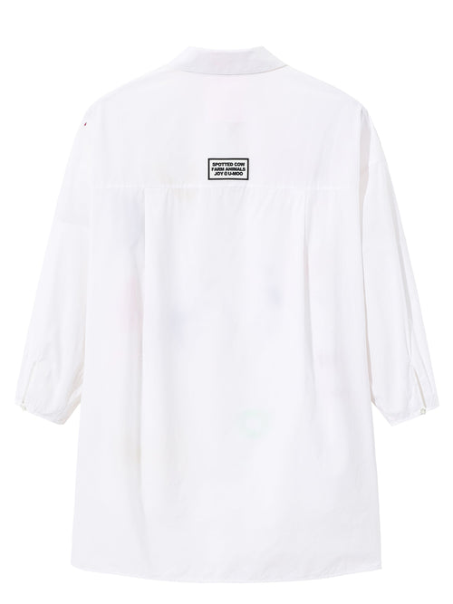 White Graphic Print Button Down Shirt - Urlazh New York