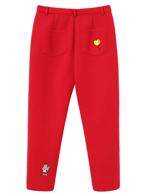 Red Graphic Print Cropped Trousers - Urlazh New York