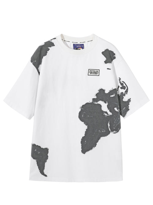 White Graphic Print Crewneck T-shirt - Urlazh New York