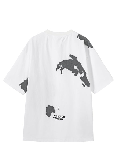 White Graphic Print Crewneck T-shirt - Urlazh New York