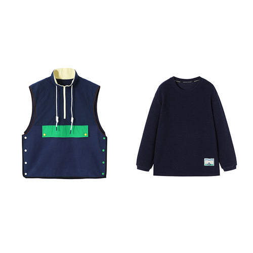 Colorblocked Two Piece-Vest + Sweatshirt