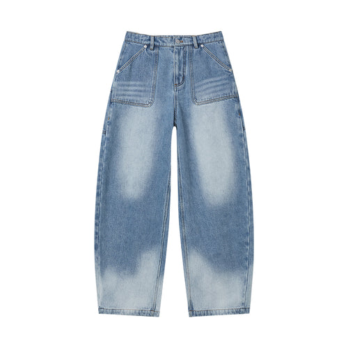 Street-Washed Curved Jeans