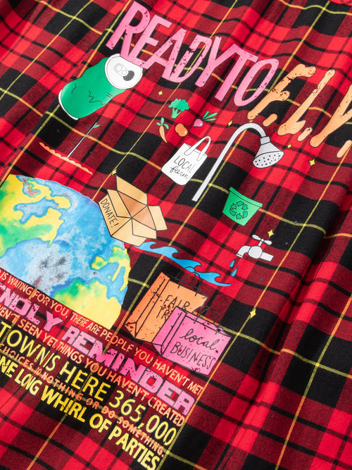 Red Check Graphic Print Flannel Shirt - Urlazh New York