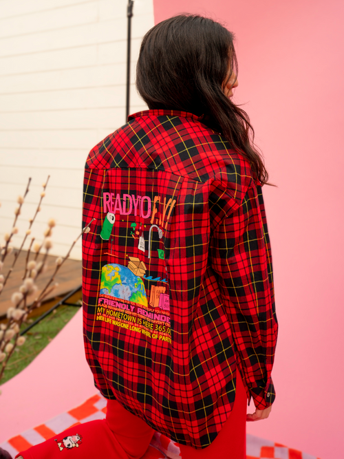 Red Check Graphic Print Flannel Shirt - Urlazh New York