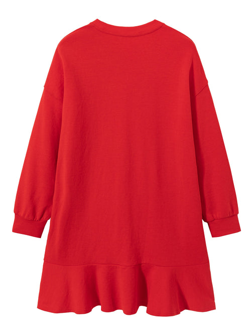 Red Oversized Graphic Print Sweatshirt Dress - Urlazh New York
