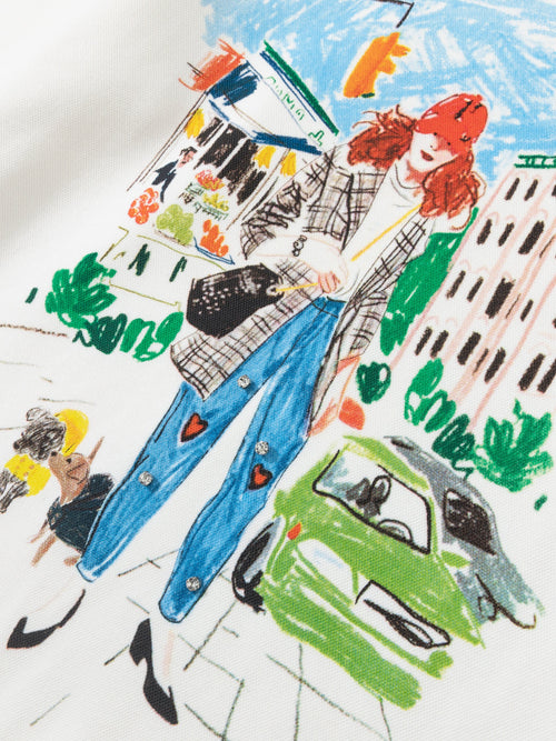 White Graphic Print Hooded T-shirt - Urlazh New York
