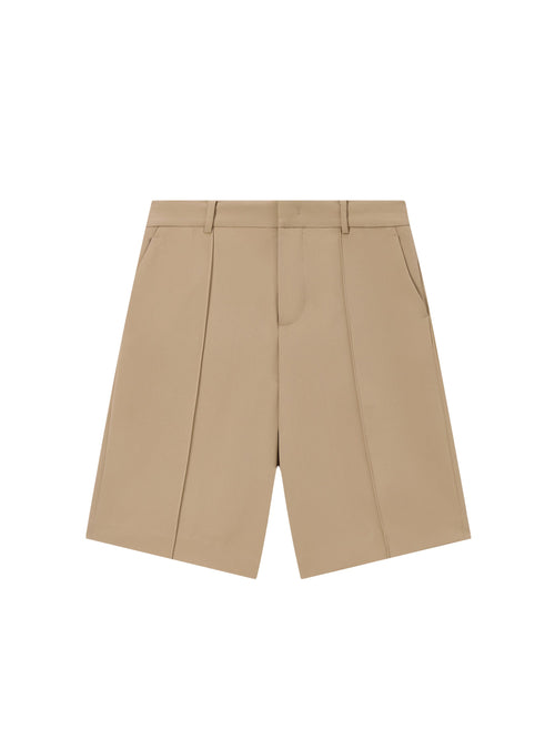 Camel Pleated Suit Shorts - Urlazh New York