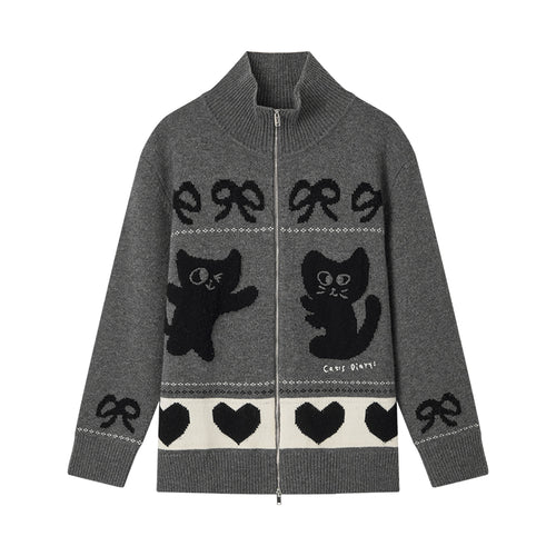 U-CAT Fer Island Zip Up Cardigan
