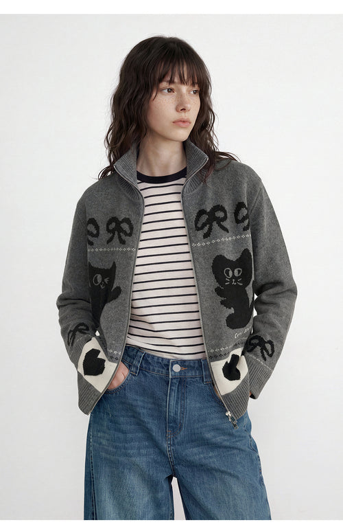 U-CAT Fer Island Zip Up Cardigan