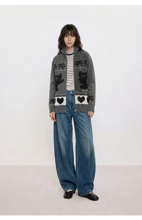 U-CAT Fer Island Zip Up Cardigan