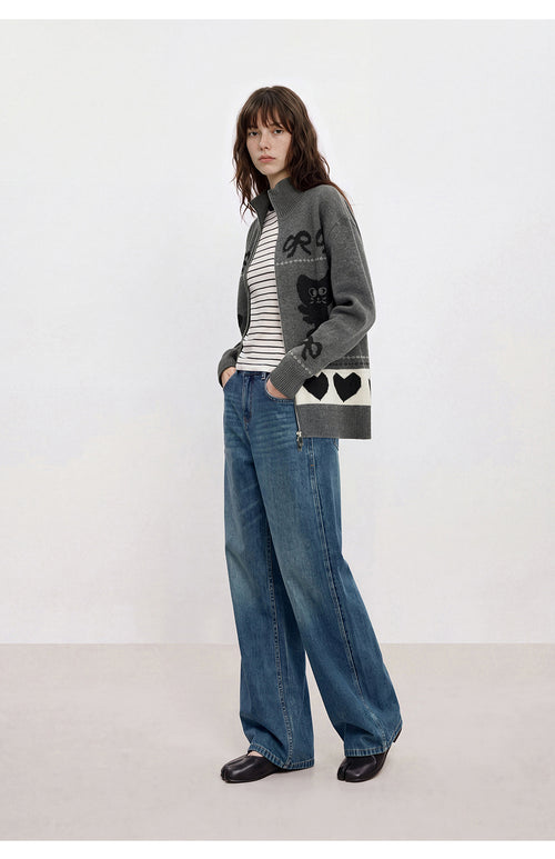 U-CAT Fer Island Zip Up Cardigan
