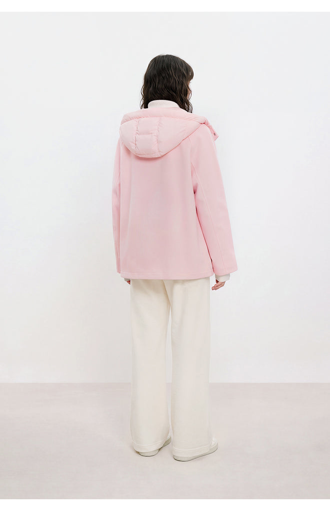 Soft Fog Powder Hooded Coat
