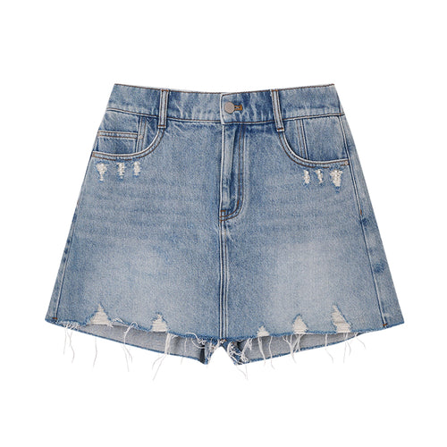 Distressed Denim Skort