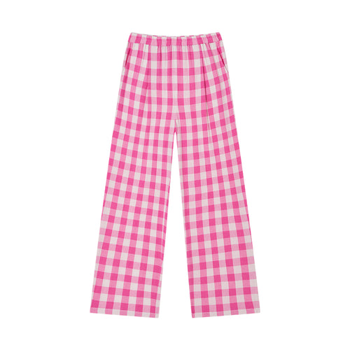 Pink Plaid Tapered Pants
