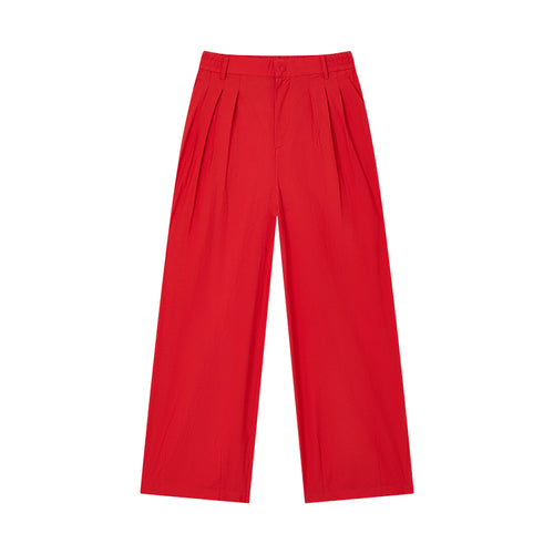 Berry Red Pleated Pants