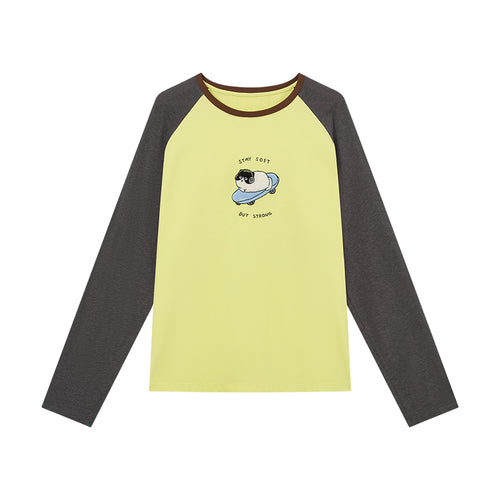 Cream Kitten Color-Block T-Shirt