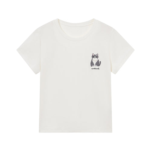 Embroidered Cat Tee