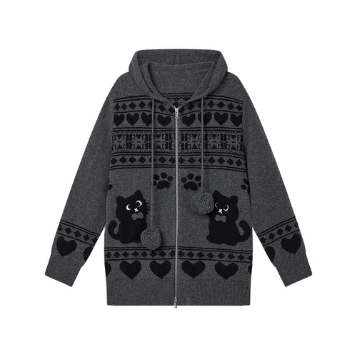 Fair Isle Hooded Cardigan