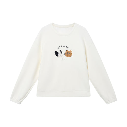 Meow Woof Cream White Sweatshirt