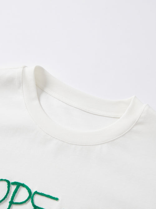 POPスローガンホワイトTシャツ