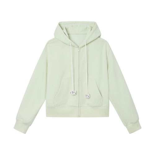 Cat Hooded Cropped Jacket in Light Green