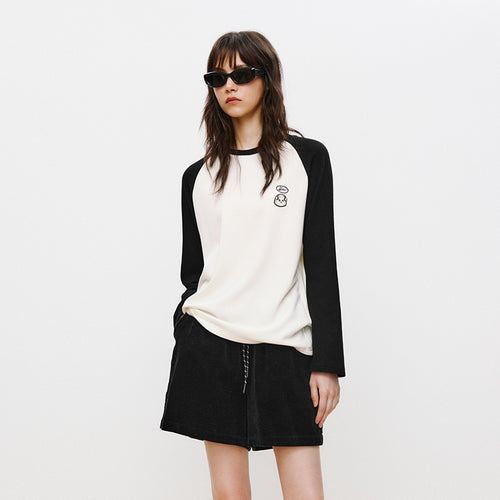 Black & White Raglan Sleeve Tee