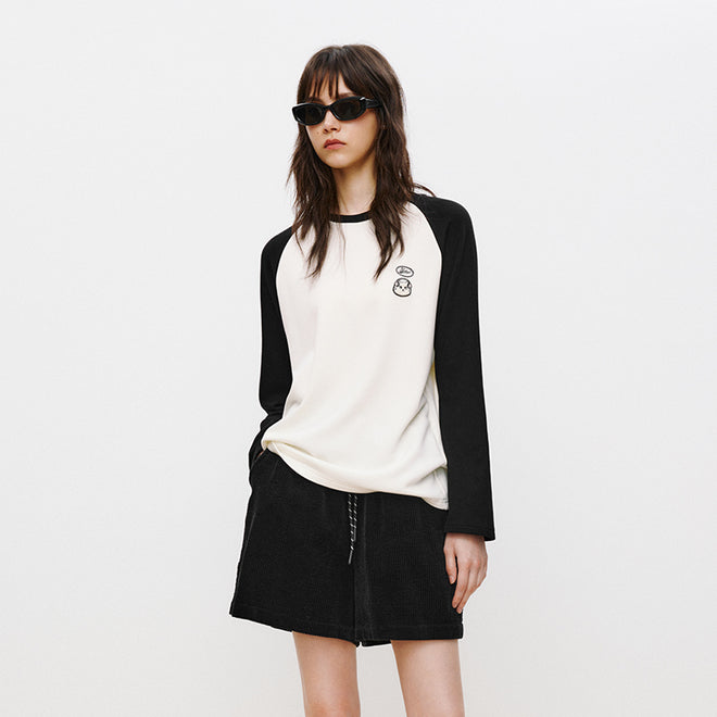Black & White Raglan Sleeve Tee