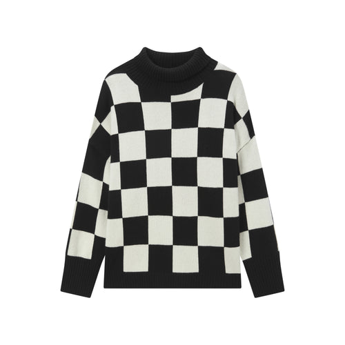Checkerboard Cashmere Pullover