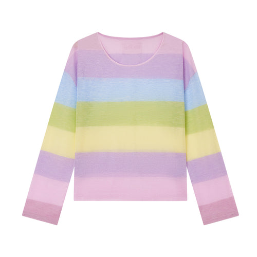 Rainbow Stripe Lightweight Cover-Up
