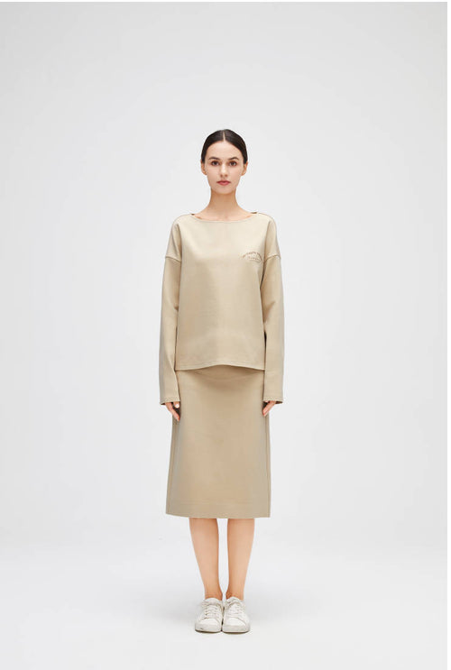 Light Camel Soft Suit-Half Skirt