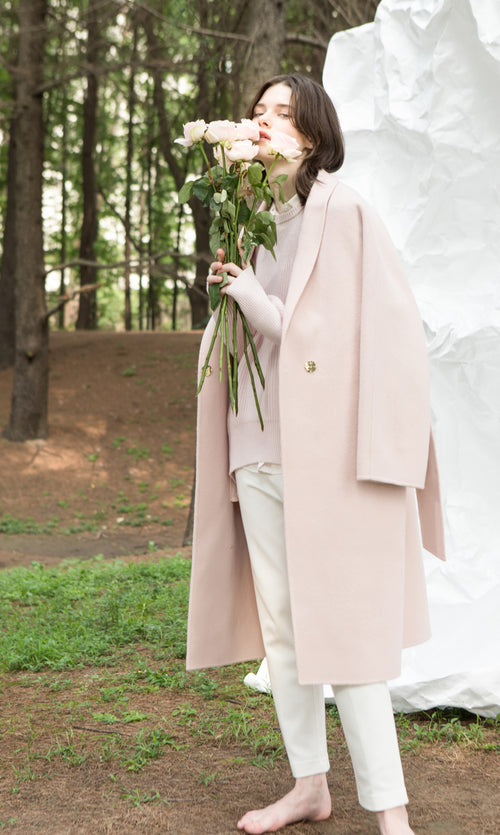 Pink double-sided woolen coat