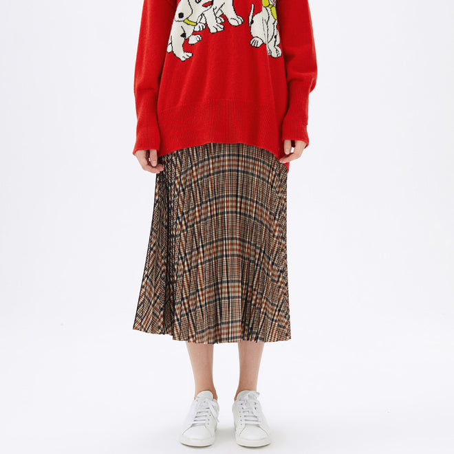 Elegant plaid pleated skirt