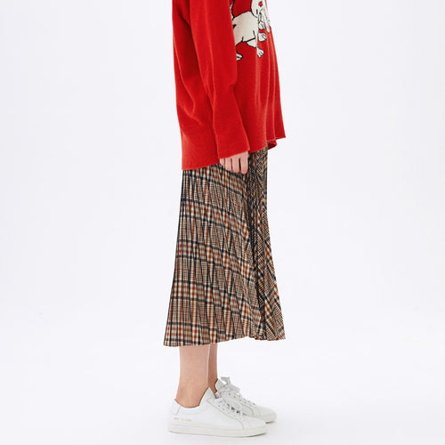 Elegant plaid pleated skirt