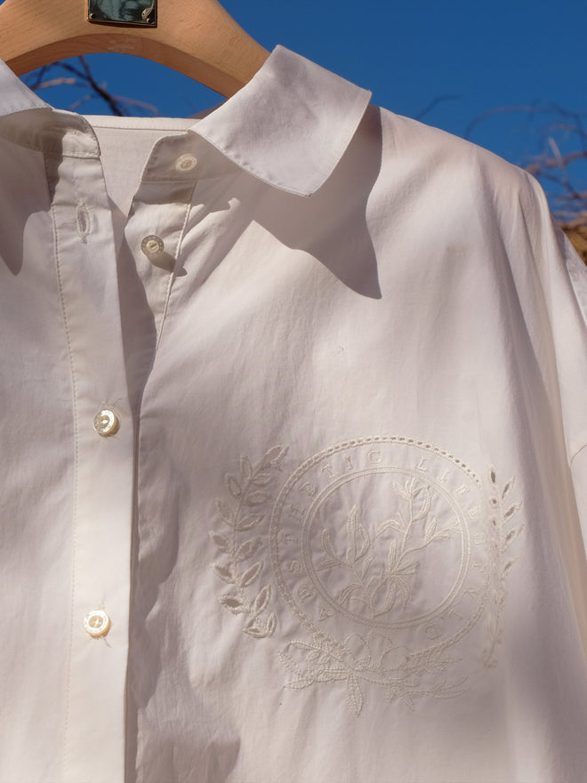 White Embroidered Button Down Shirt - Urlazh New York