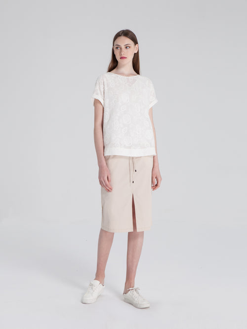 Cotton and linen textured jacquard t-shirt