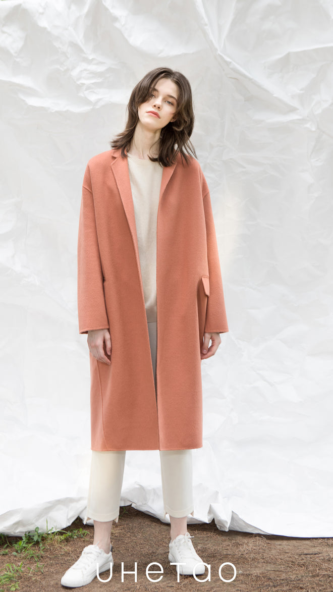 Orange pink rabbit velvet double-sided coat