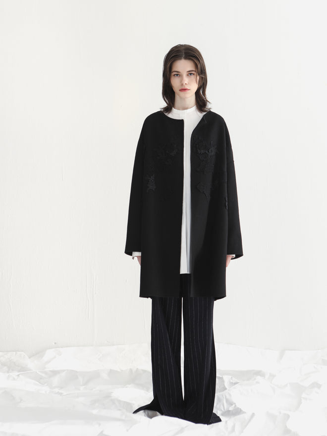 Lace wool double-sided wool coat