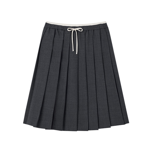 Intellectual Double-Waist Pleated Skirt