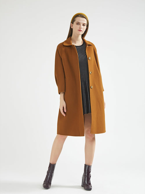 Brown Single Breasted Wool Coat - Urlazh New York