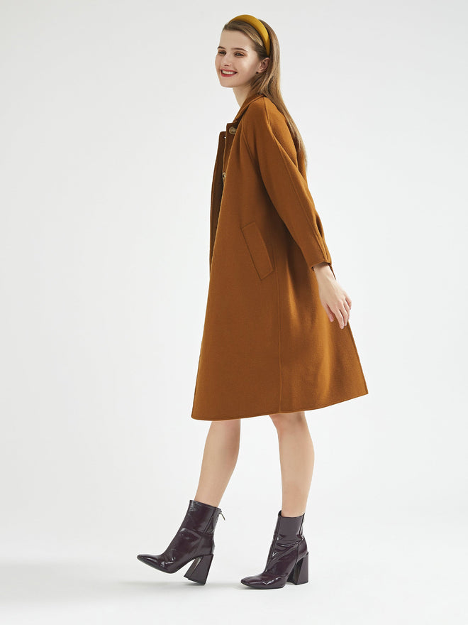 Brown Single Breasted Wool Coat - Urlazh New York