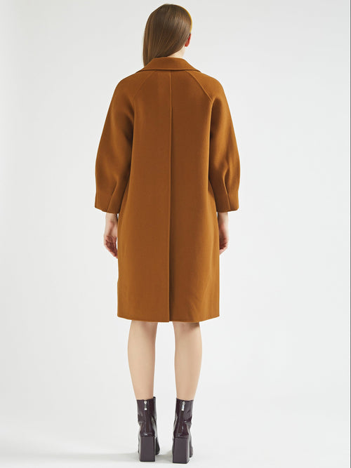 Brown Single Breasted Wool Coat - Urlazh New York