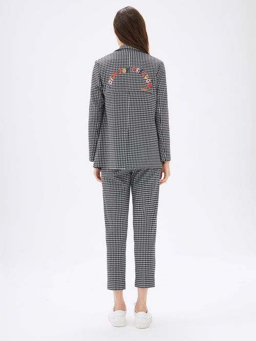 Grey Houndstooth Cropped Trousers - Urlazh New York