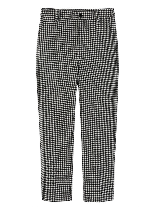 Grey Houndstooth Cropped Trousers - Urlazh New York