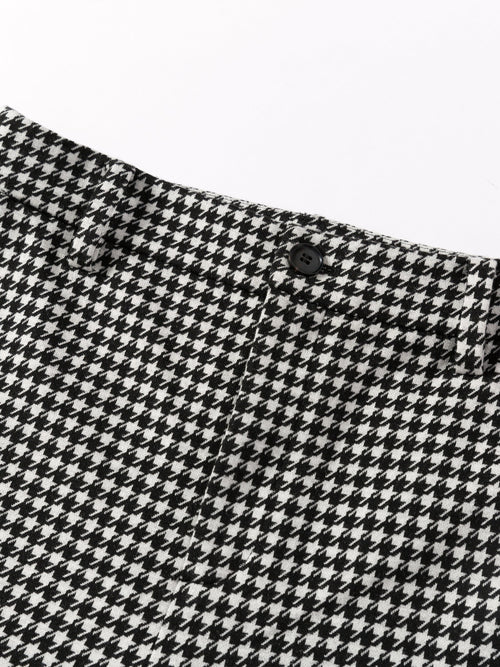 Grey Houndstooth Cropped Trousers - Urlazh New York