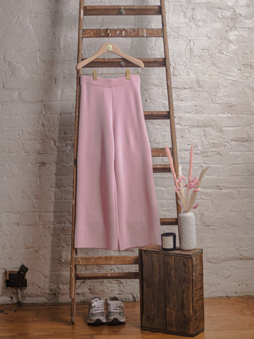 Pink Wide Leg Wool Pants - Urlazh New York