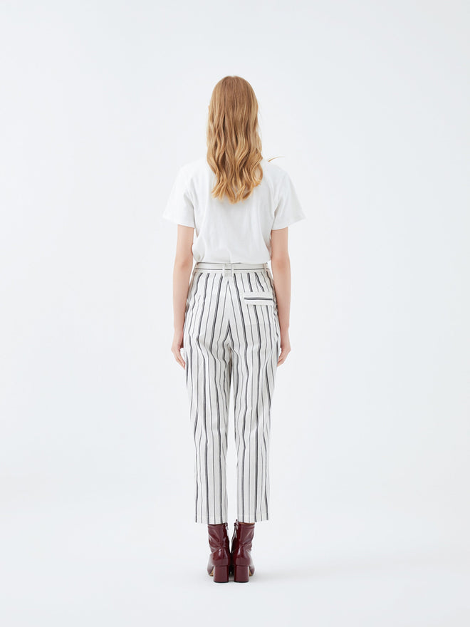Black & White Striped Trousers - Urlazh New York